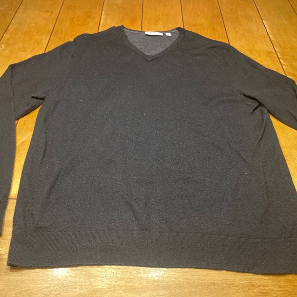 CK Calvin Klein 100% Extra Fine Merino Wool V-Neck Sweater Large Black - Picture 1 of 13